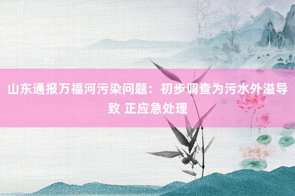 山东通报万福河污染问题：初步调查为污水外溢导致 正应急处理