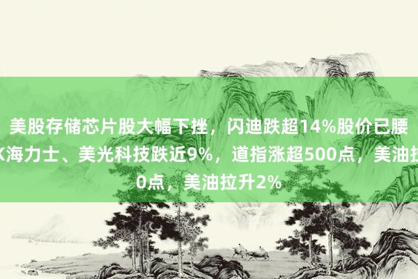 美股存储芯片股大幅下挫，闪迪跌超14%股价已腰斩，SK海力士、美光科技跌近9%，道指涨超500点，美油拉升2%