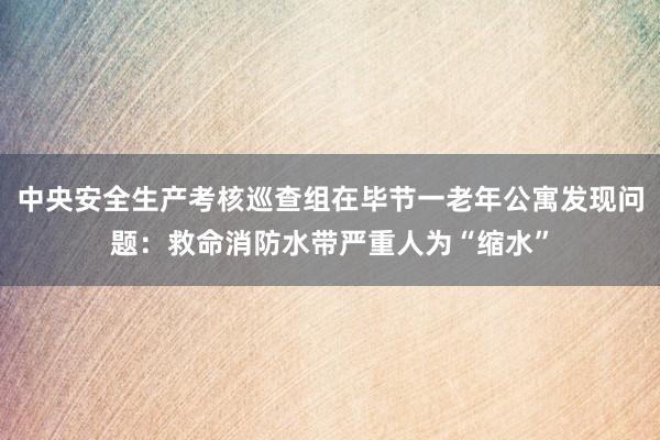 中央安全生产考核巡查组在毕节一老年公寓发现问题：救命消防水带严重人为“缩水”