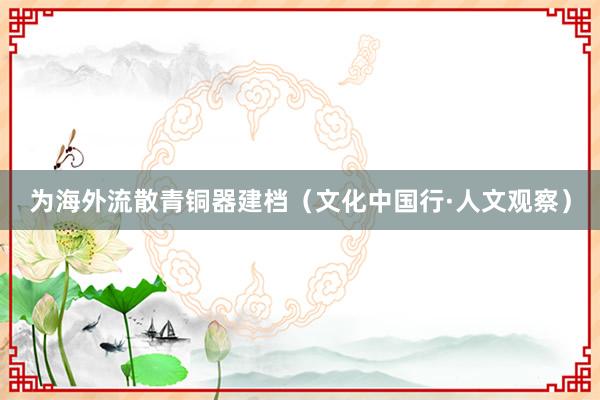 为海外流散青铜器建档（文化中国行·人文观察）