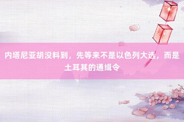 内塔尼亚胡没料到，先等来不是以色列大选，而是土耳其的通缉令