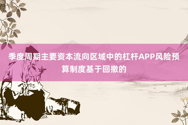 季度周期主要资本流向区域中的杠杆APP风险预算制度基于回撤的