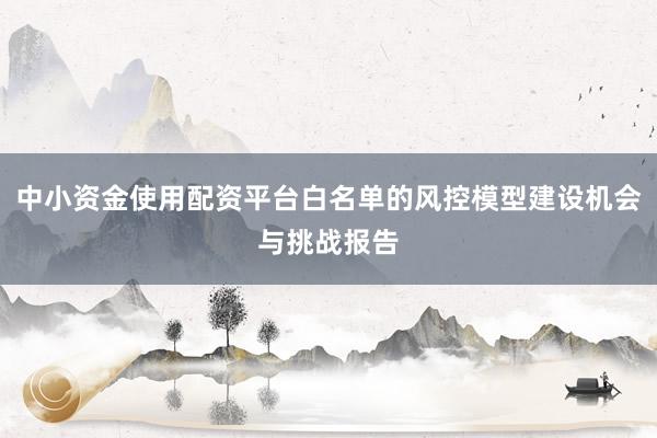 中小资金使用配资平台白名单的风控模型建设机会与挑战报告