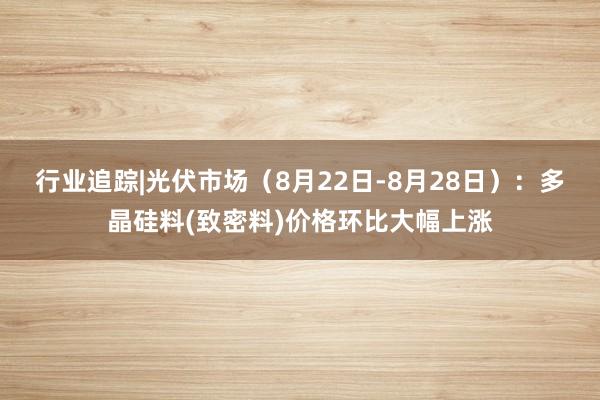 行业追踪|光伏市场（8月22日-8月28日）：多晶硅料(致密料)价格环比大幅上涨