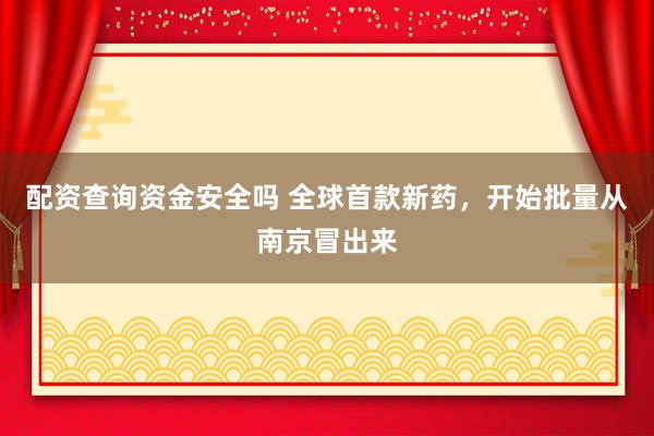 配资查询资金安全吗 全球首款新药，开始批量从南京冒出来