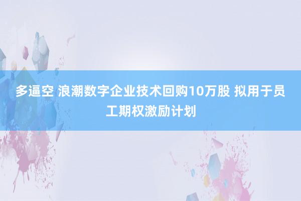 多逼空 浪潮数字企业技术回购10万股 拟用于员工期权激励计划